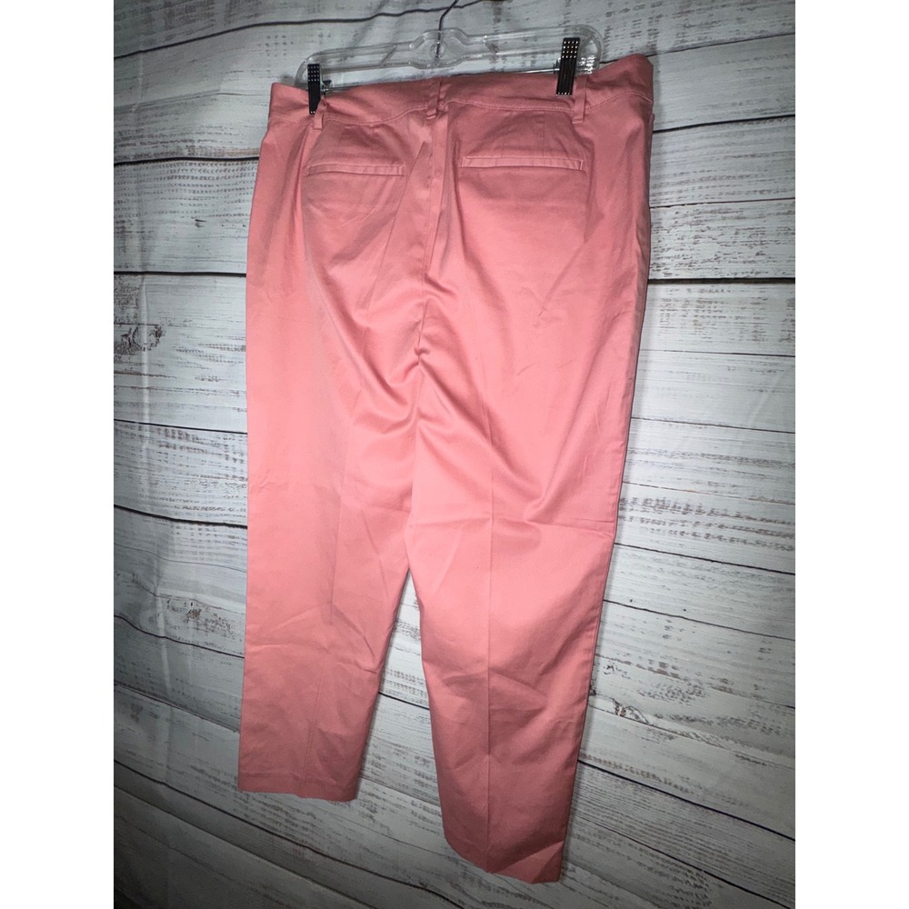 Talbots Perfect Crop Pants Womens 12 Coral Pink Button Hem Cotton Stretch Casual - Picture 3 of 6